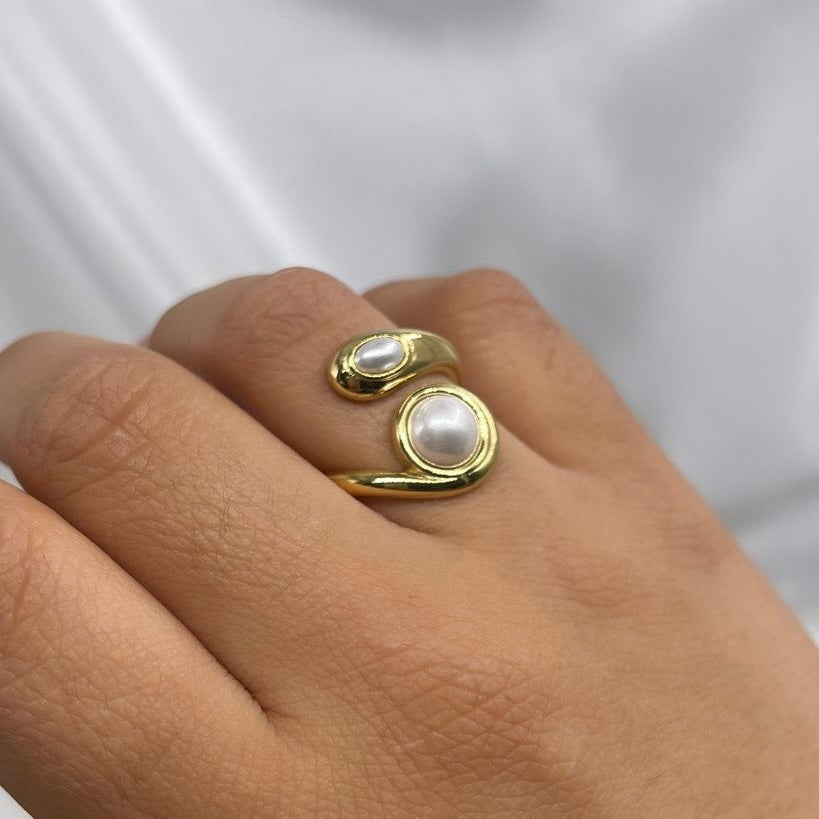 Anillo Ojo de Tigre y Perla