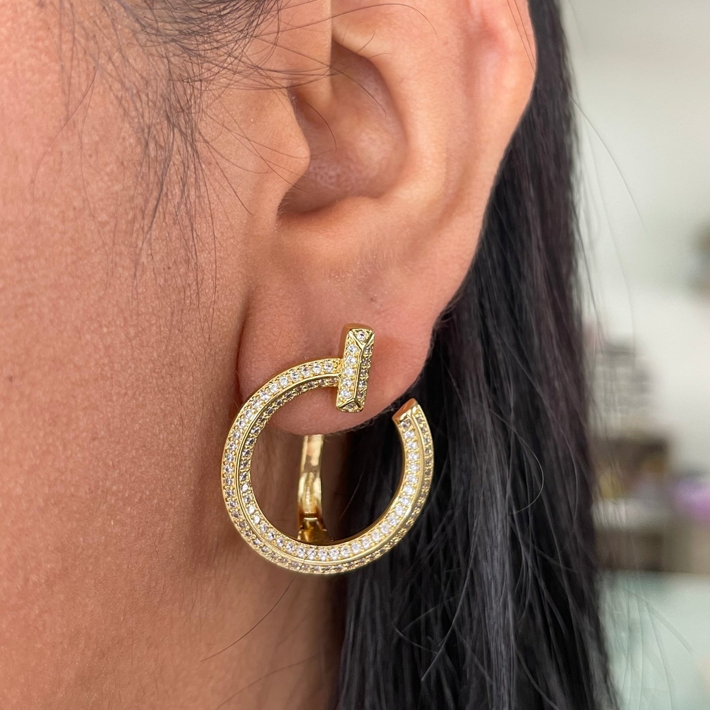 Aretes Medio Círculo Circonia