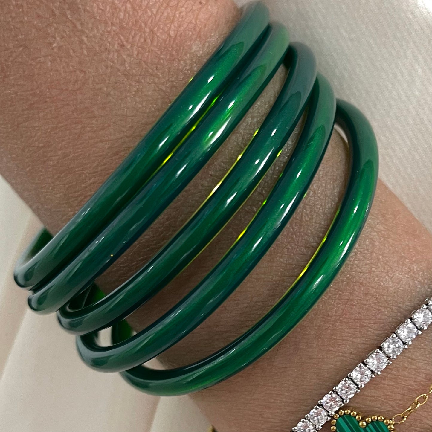 Pulseras Plastic Verde Grande