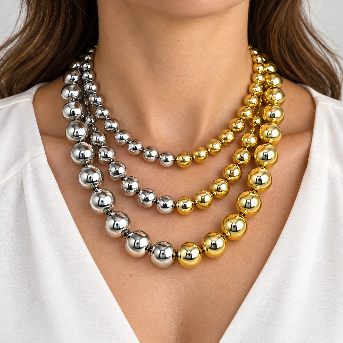 Collar Bolas Mitad Bicolor