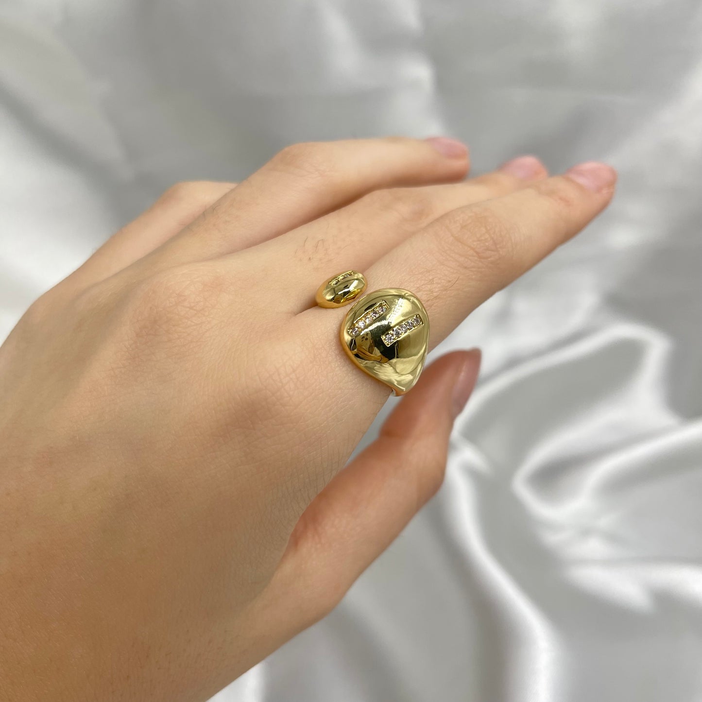 Anillo ajustable 3 tiras circonias