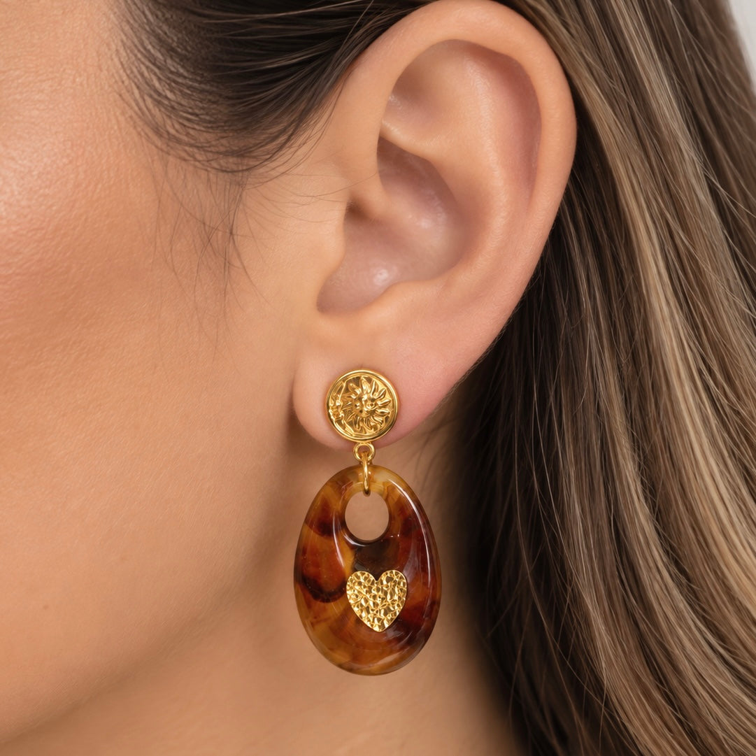 Aretes Ámbar Sol Corazón