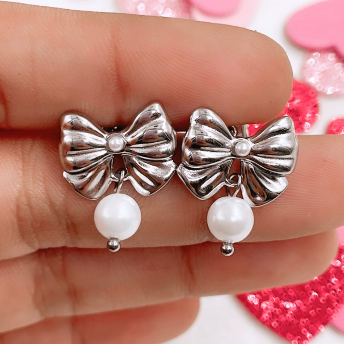 Aretes moño y perla