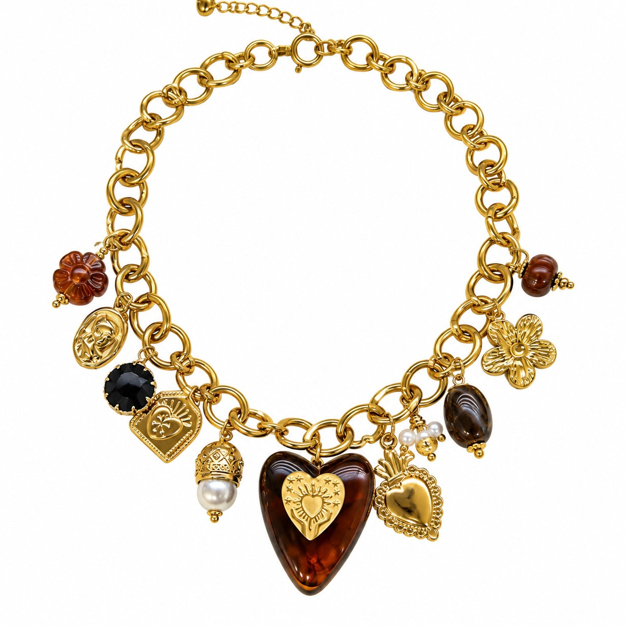 Collar Acrílico Corazón y perla