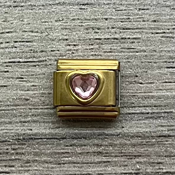 CHARM Gema Gold Corazón Rosa