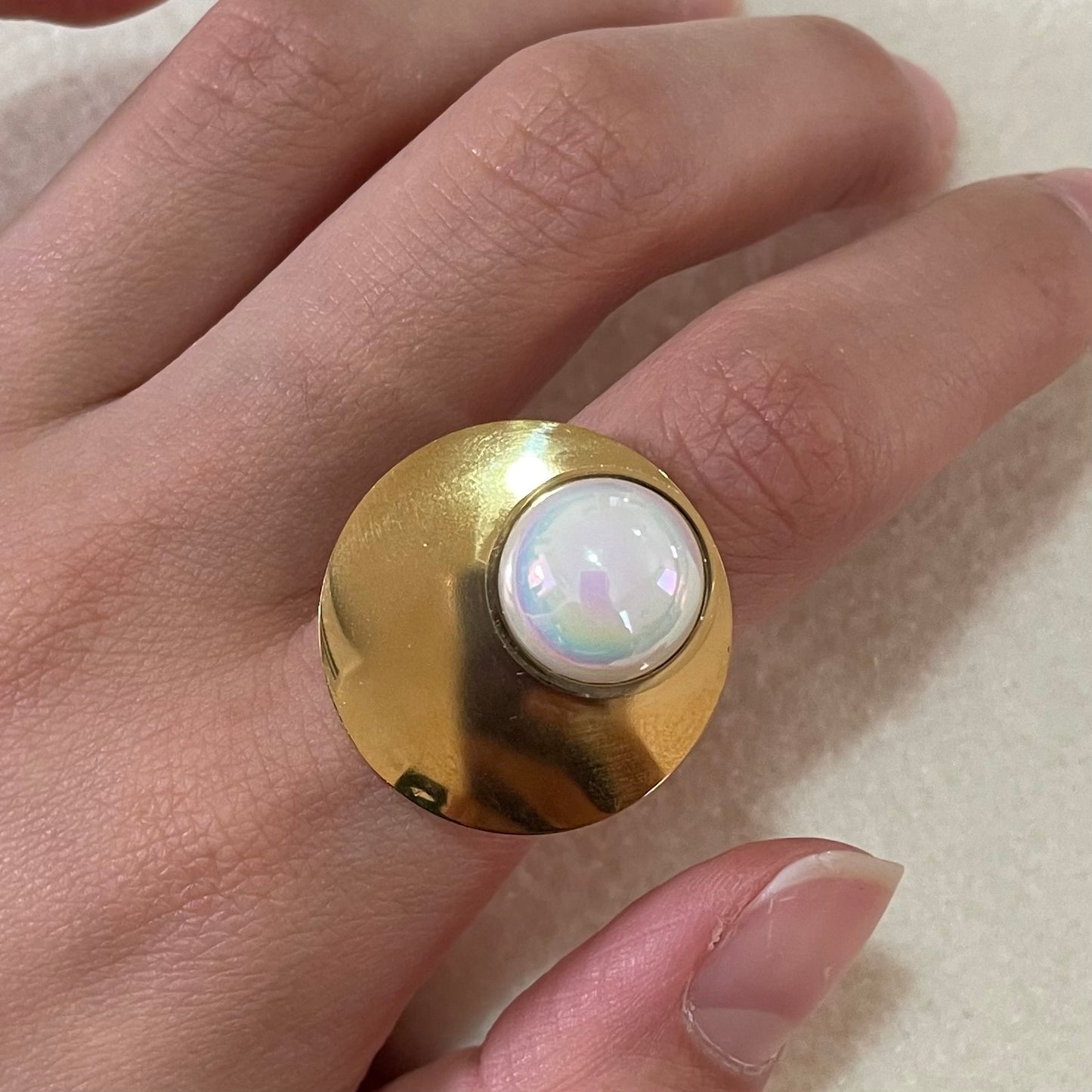 Juego acero con perla tornasol