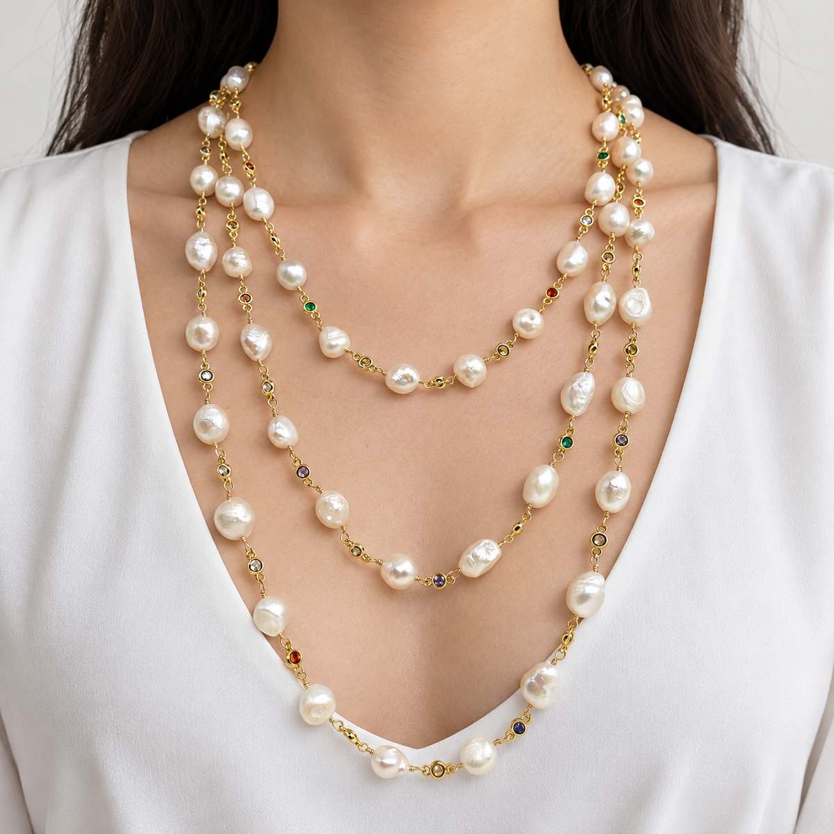 Collar Perlas y Cadenita