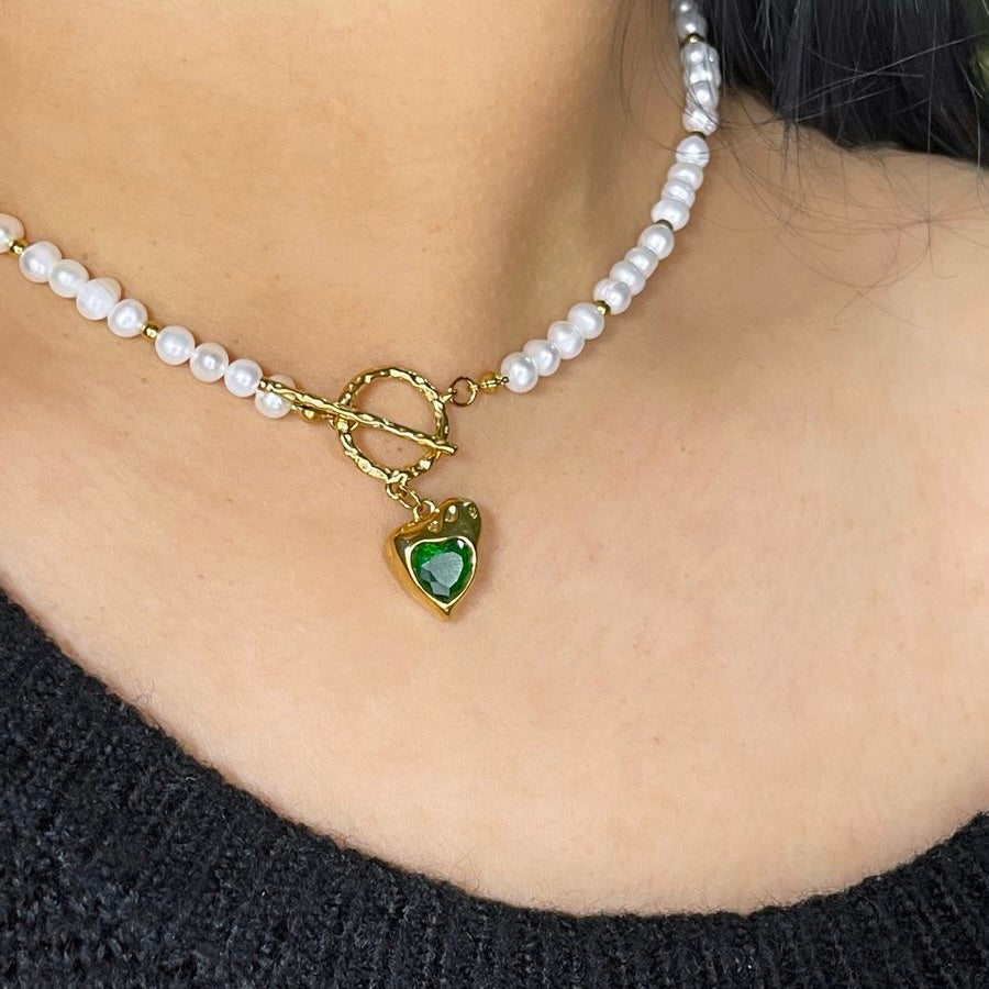 Collar Perlas Corazón