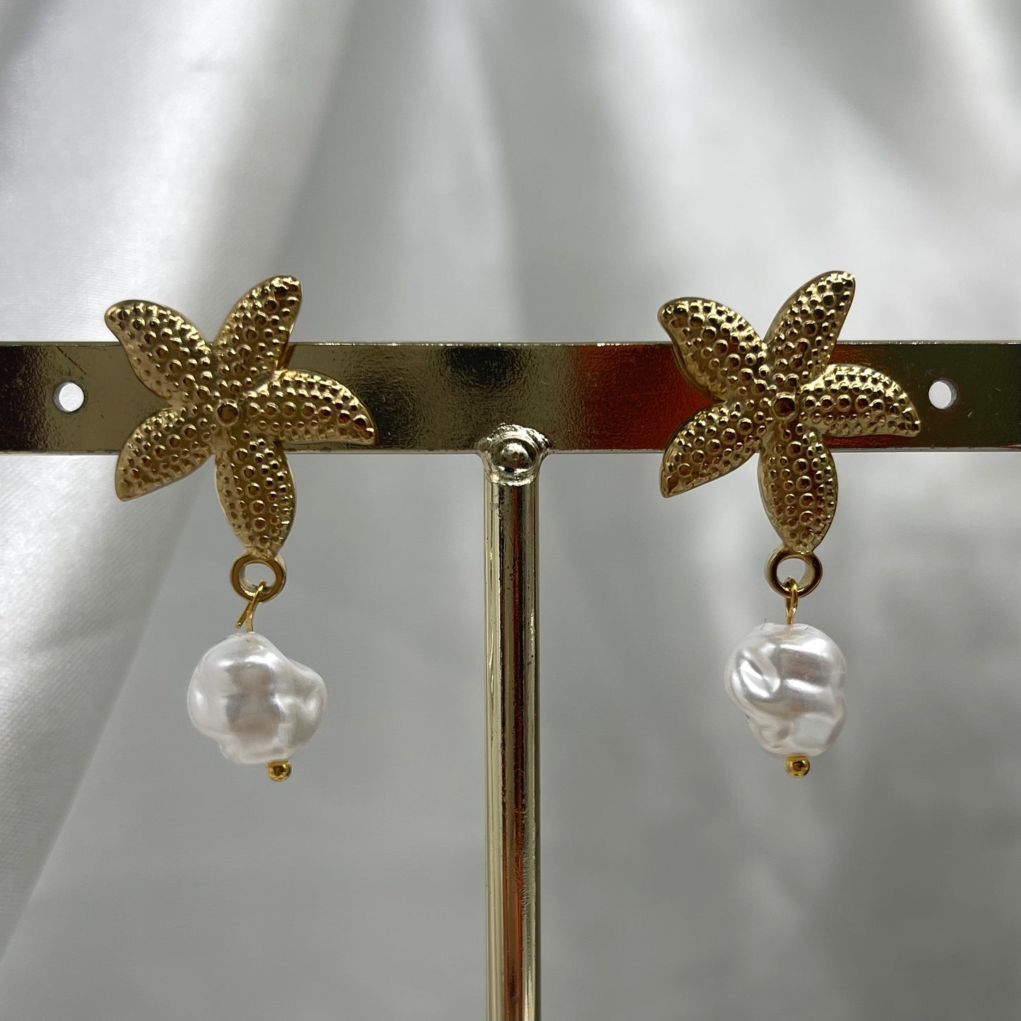 Aretes estrella de mar y perla ac