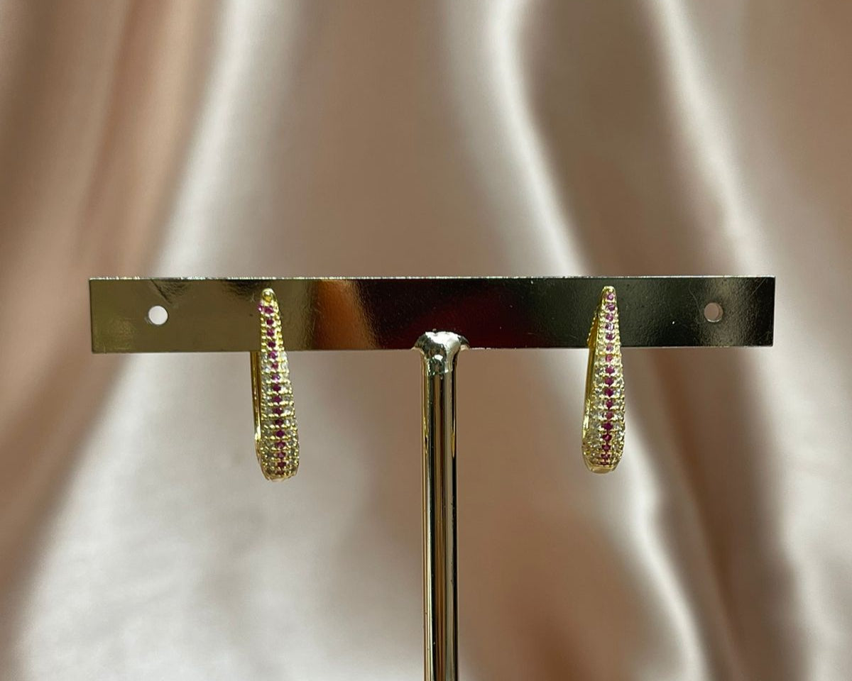 Arracada gota dorada rosa