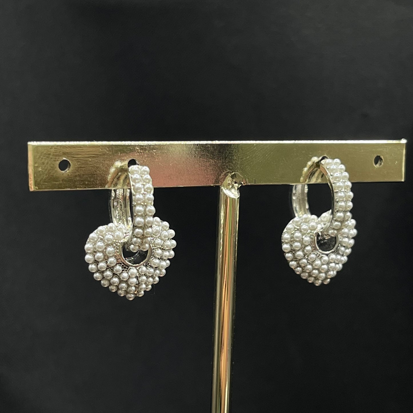Aretes corazón de perlas plata