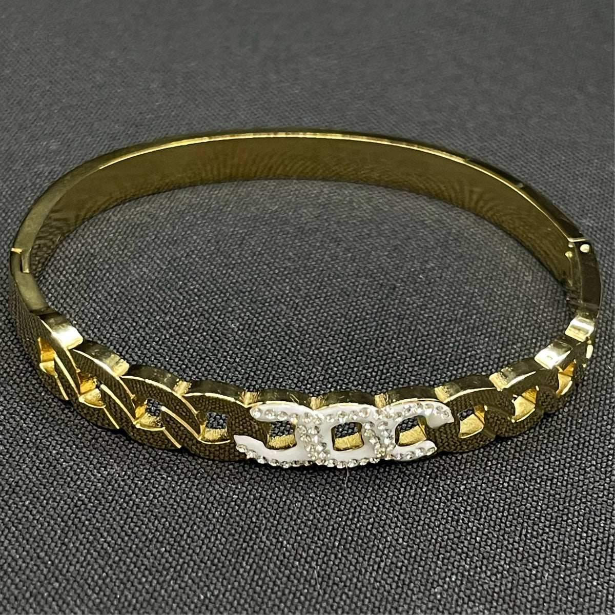 Brazalete acero eslabones y circonias