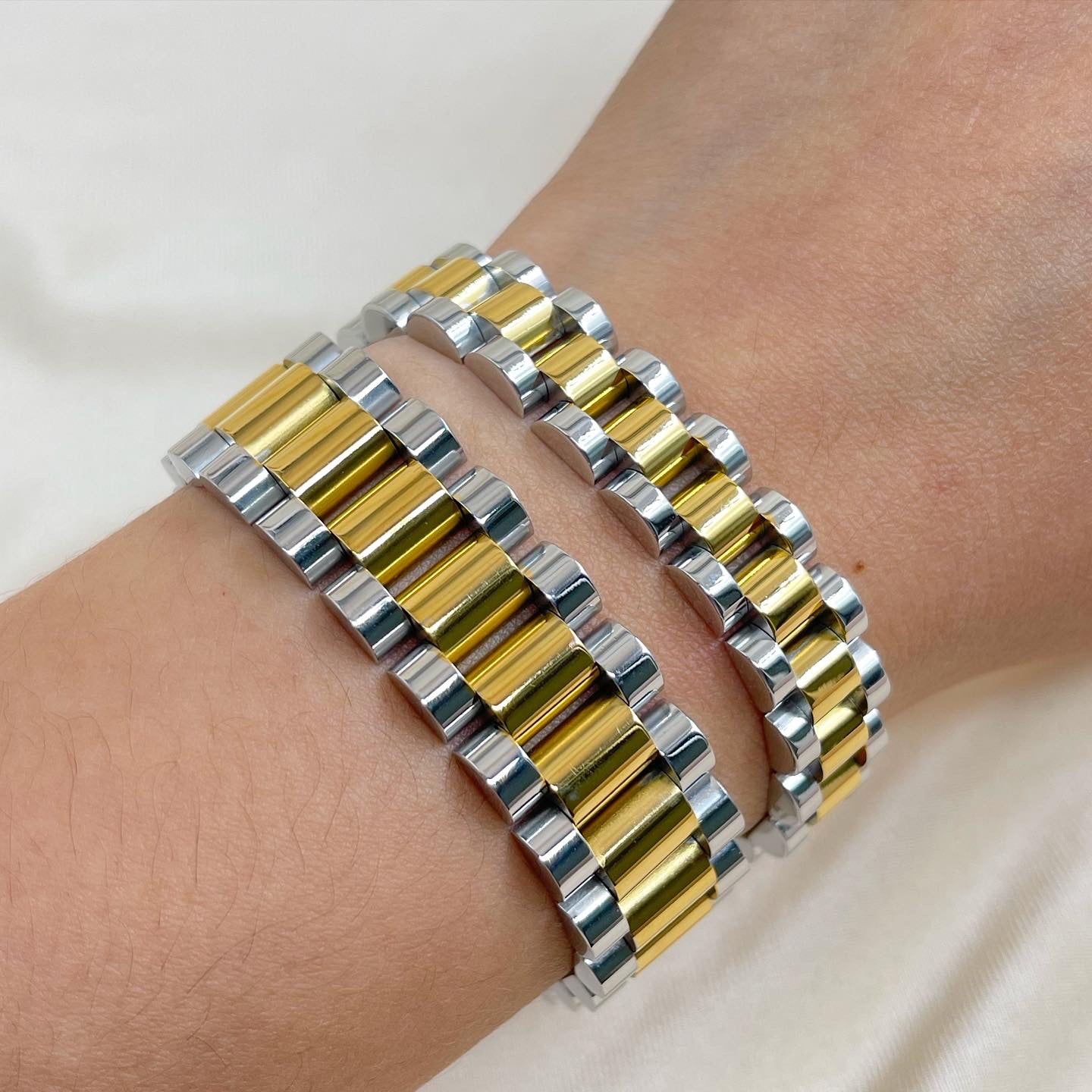 Pulsera Tipo Rolex Acero Bicolor