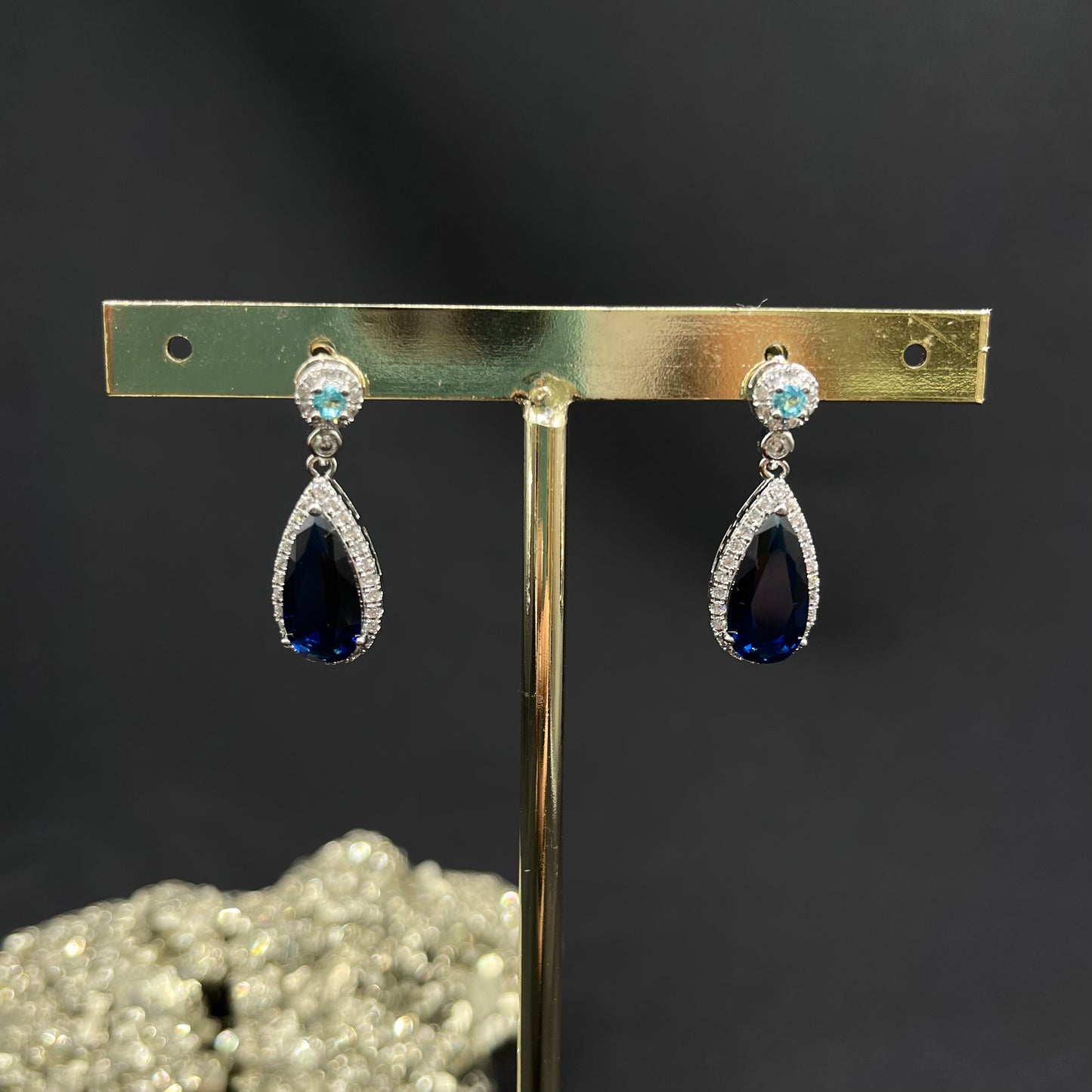 Aretes Gota Azul con Celeste
