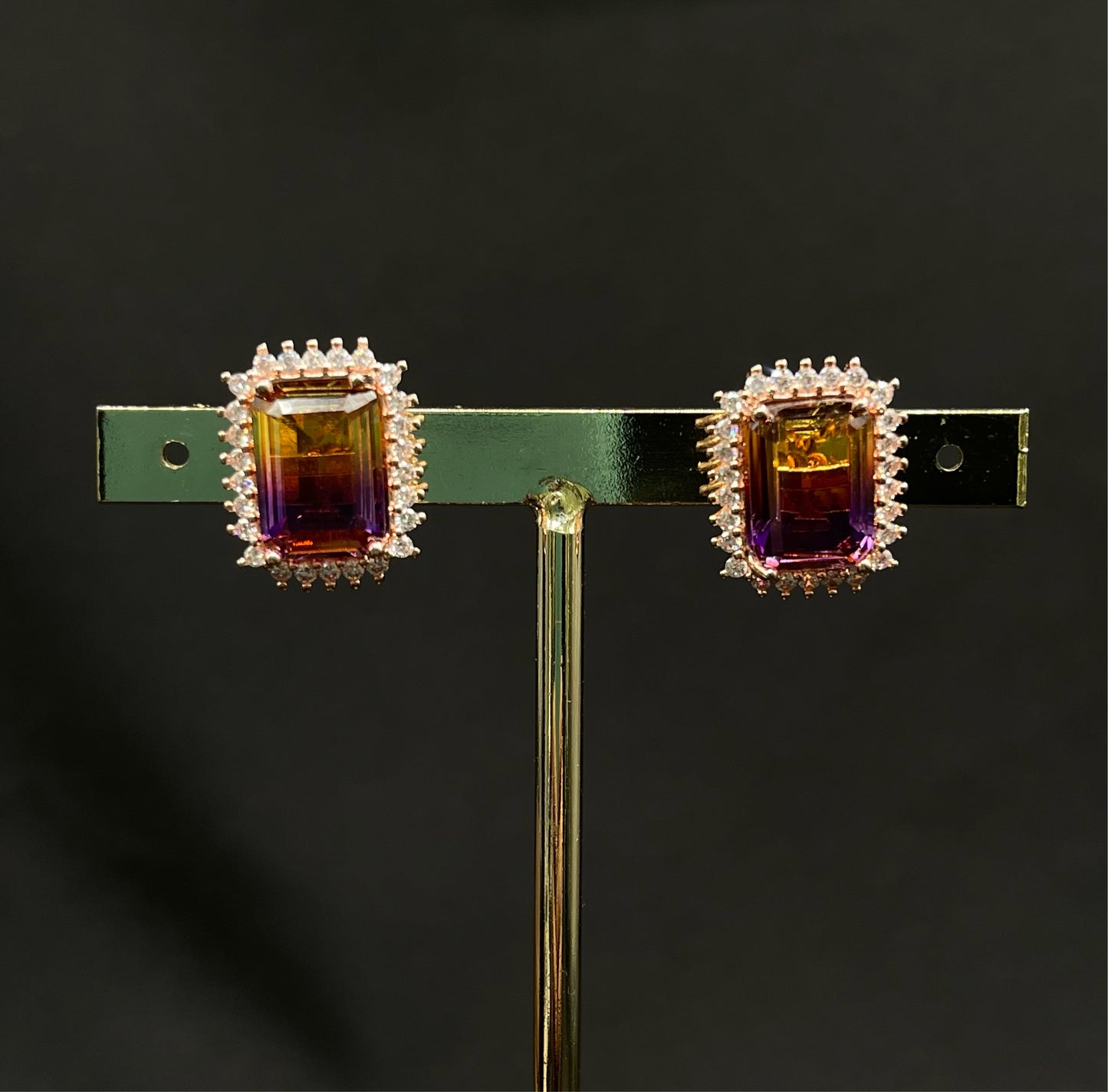 Aretes tornasol oro rosa