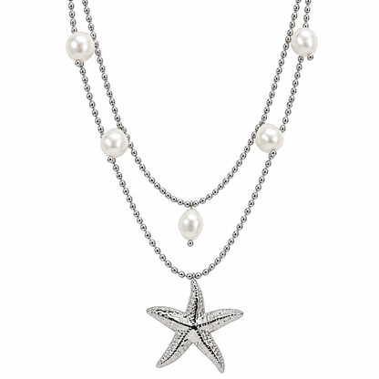 Collar Estrella y Perlas doble