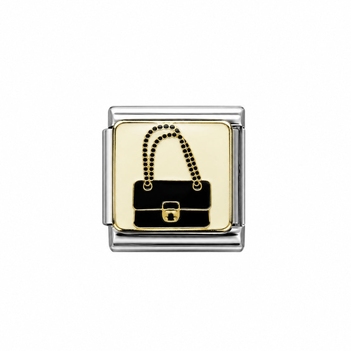 CHARM Bolso Negro con fondo blanco