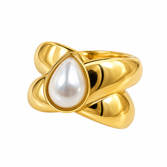 Anillo Perla Gota Acero