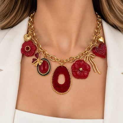 Collar rojo moño