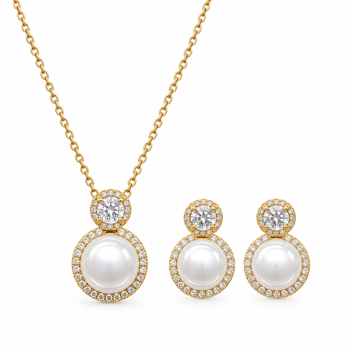 Juego de Aretes y Dije Perla