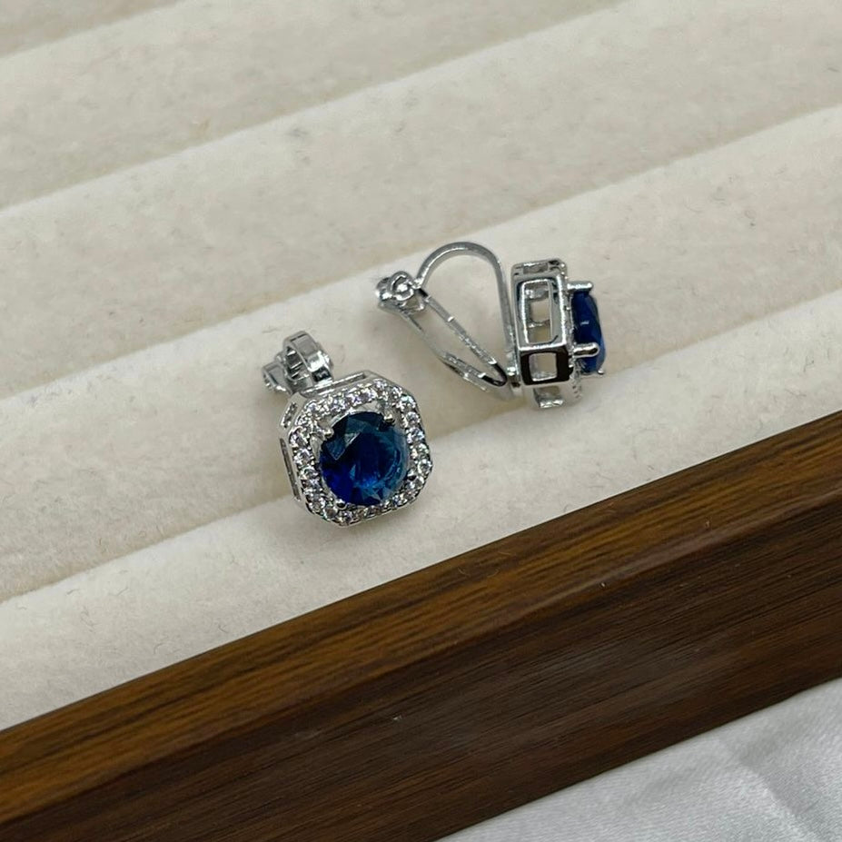 Aretes Clip Zirconia Plateado