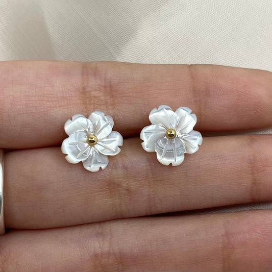 Aretes flor acero