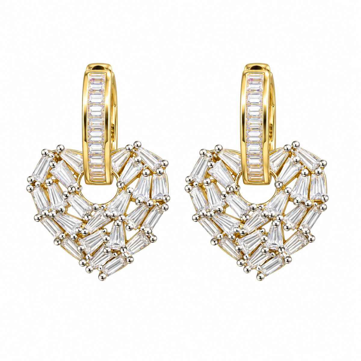 Aretes Corazón Baguettes