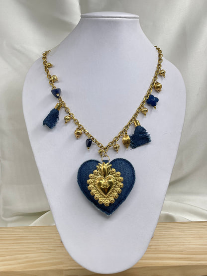 Collar Corazón Mezclilla