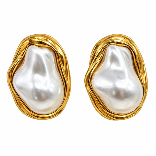 Aretes Media Perla Chunky