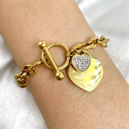 Pulsera corazón brillante