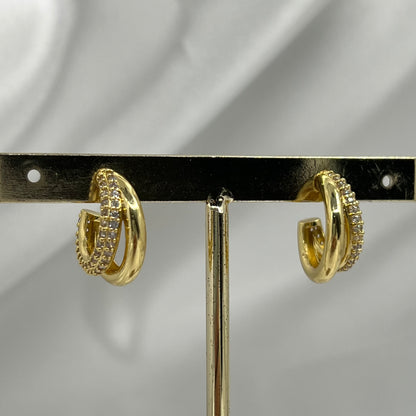 Arracada doble 2cm Zirconia