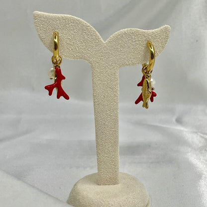 Aretes Alga Roja