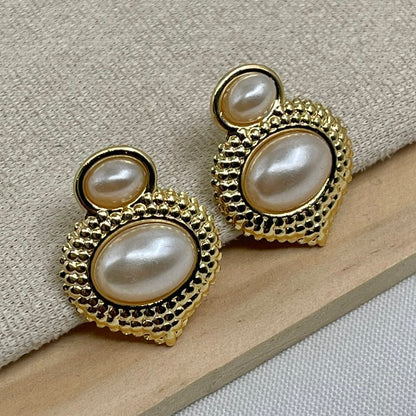 Aretes Acero y Perla Grande