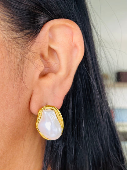 Aretes Media Perla Chunky