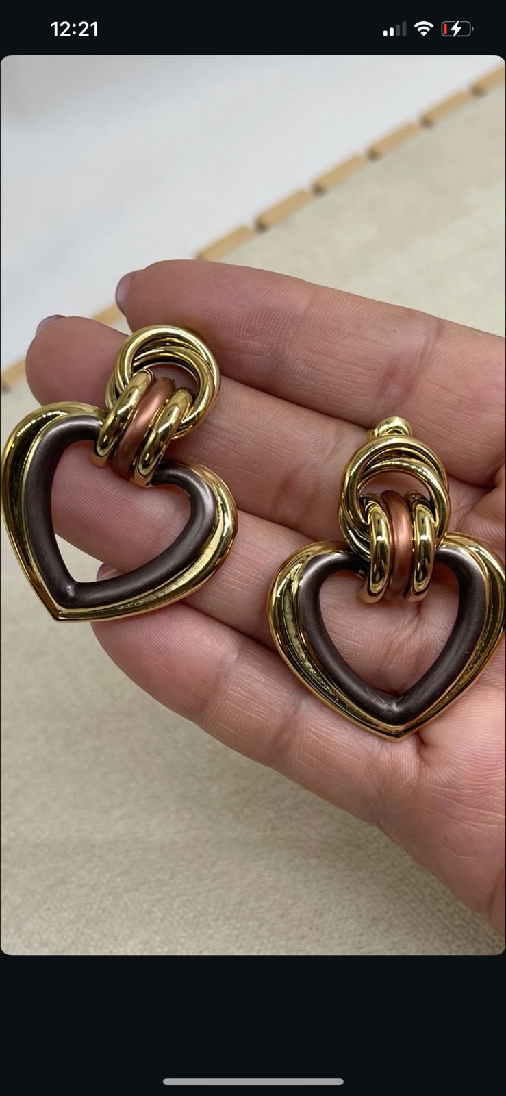 Aretes Corazón café