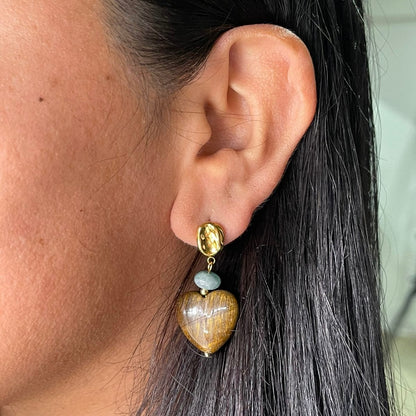 Aretes Corazón Ágata/Tig