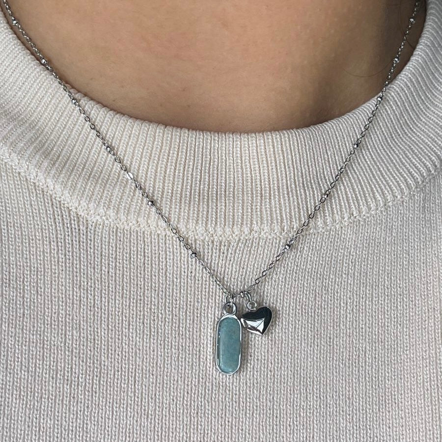 Dije Corazón con Piedra Natural