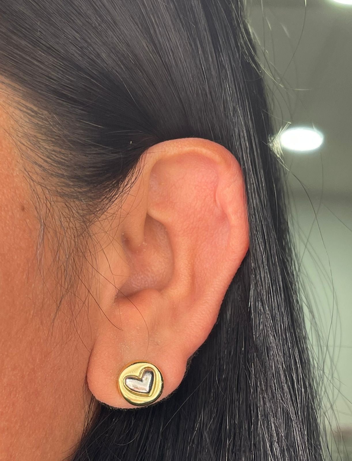 Aretes Corazón dos tonos