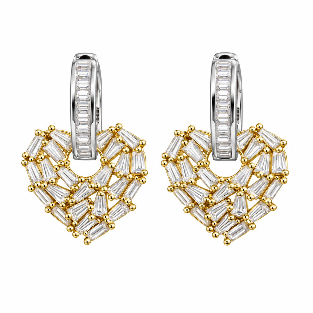 Aretes Corazón Baguettes