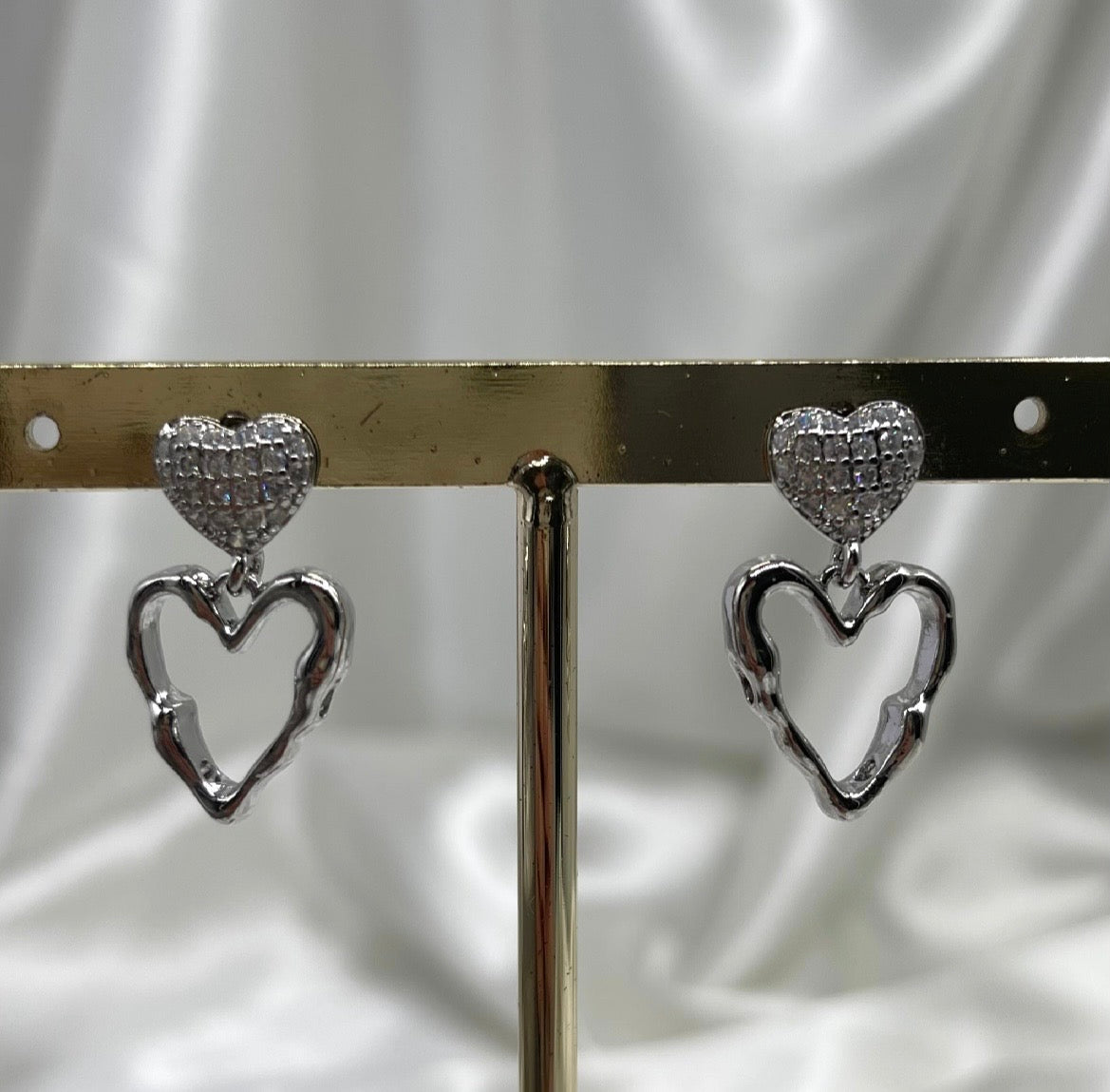 Aretes doble corazón