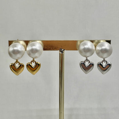 Aretes perla y corazón