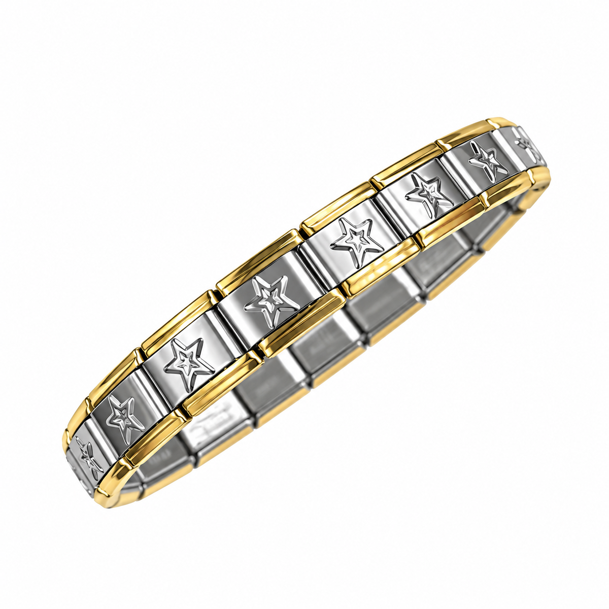 Pulsera Italiana Estrellas Bicolor