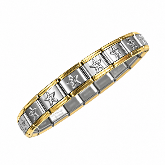 Pulsera Italiana Estrellas Bicolor