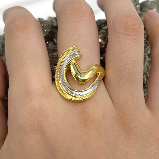 Anillo onda bicolor