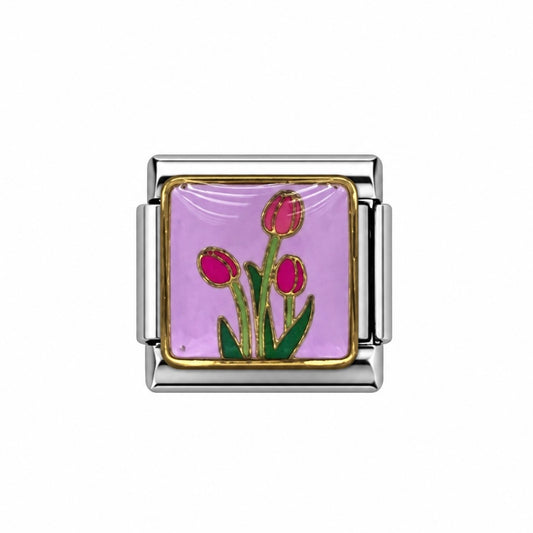 CHARM Tulipanes Fiuscha fondo morado