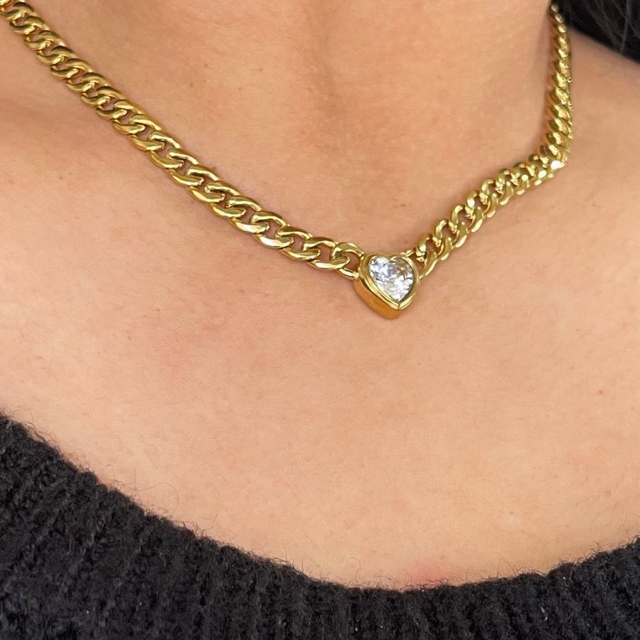 Cadena Acero Corazón Zirconia