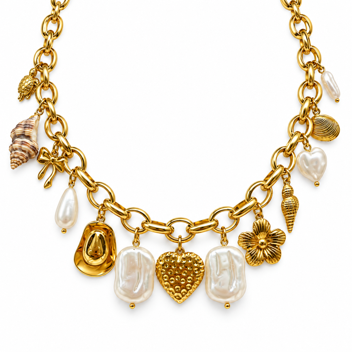 Collar Mar, Dijes y Perlas.