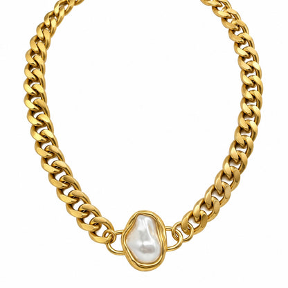 Collar Media Perla Grueso