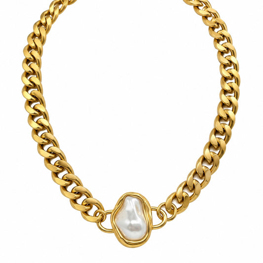 Collar Media Perla Grueso