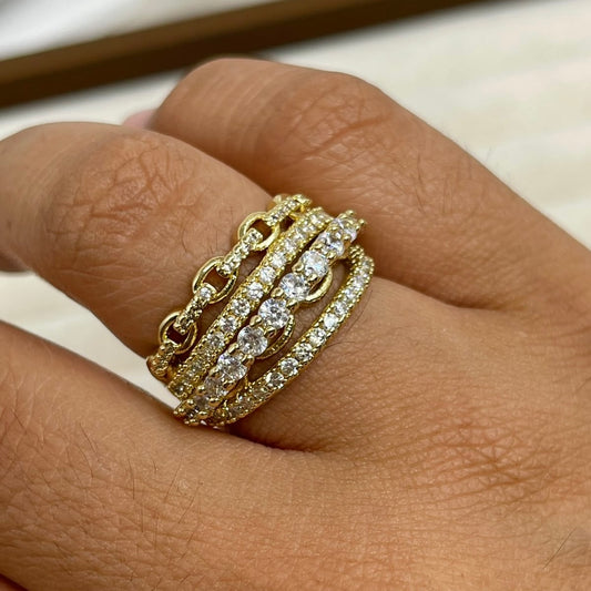 Anillo Eslabones y Brillantes